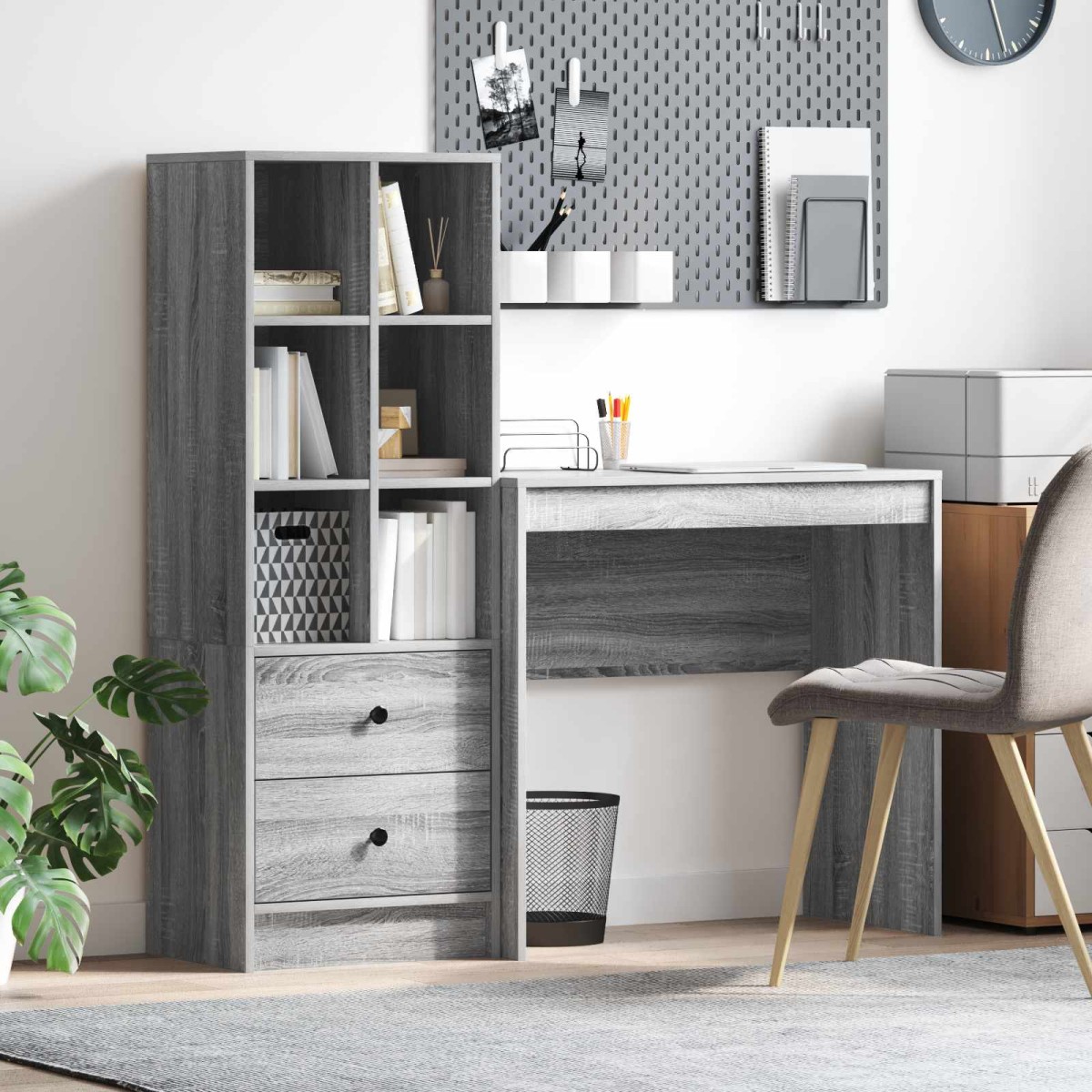 vidaXL Γραφείο Γκρίζο Σονομα 125,5 x 40 x 127 εκ 2 τμχ.