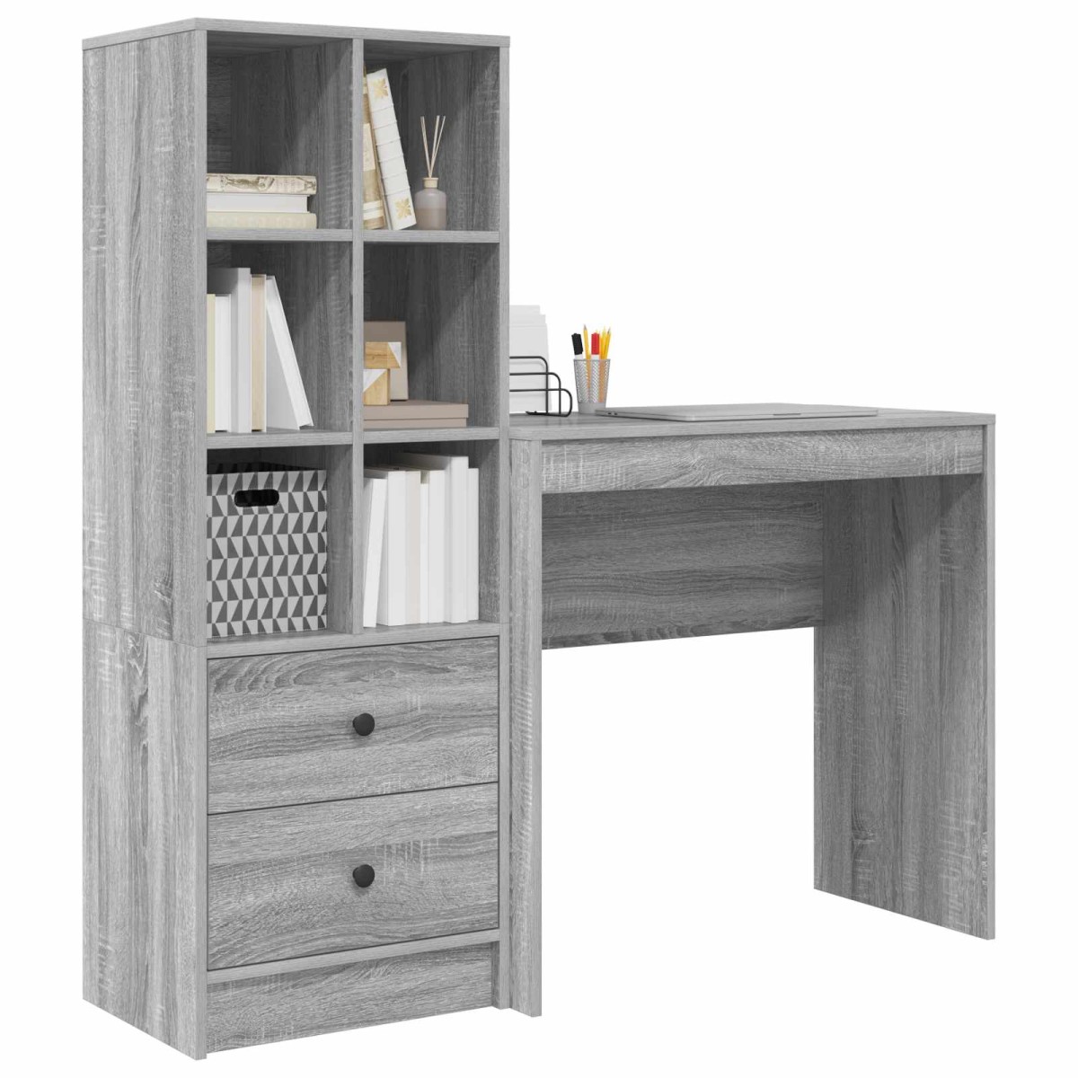 vidaXL Γραφείο Γκρίζο Σονομα 125,5 x 40 x 127 εκ 2 τμχ.
