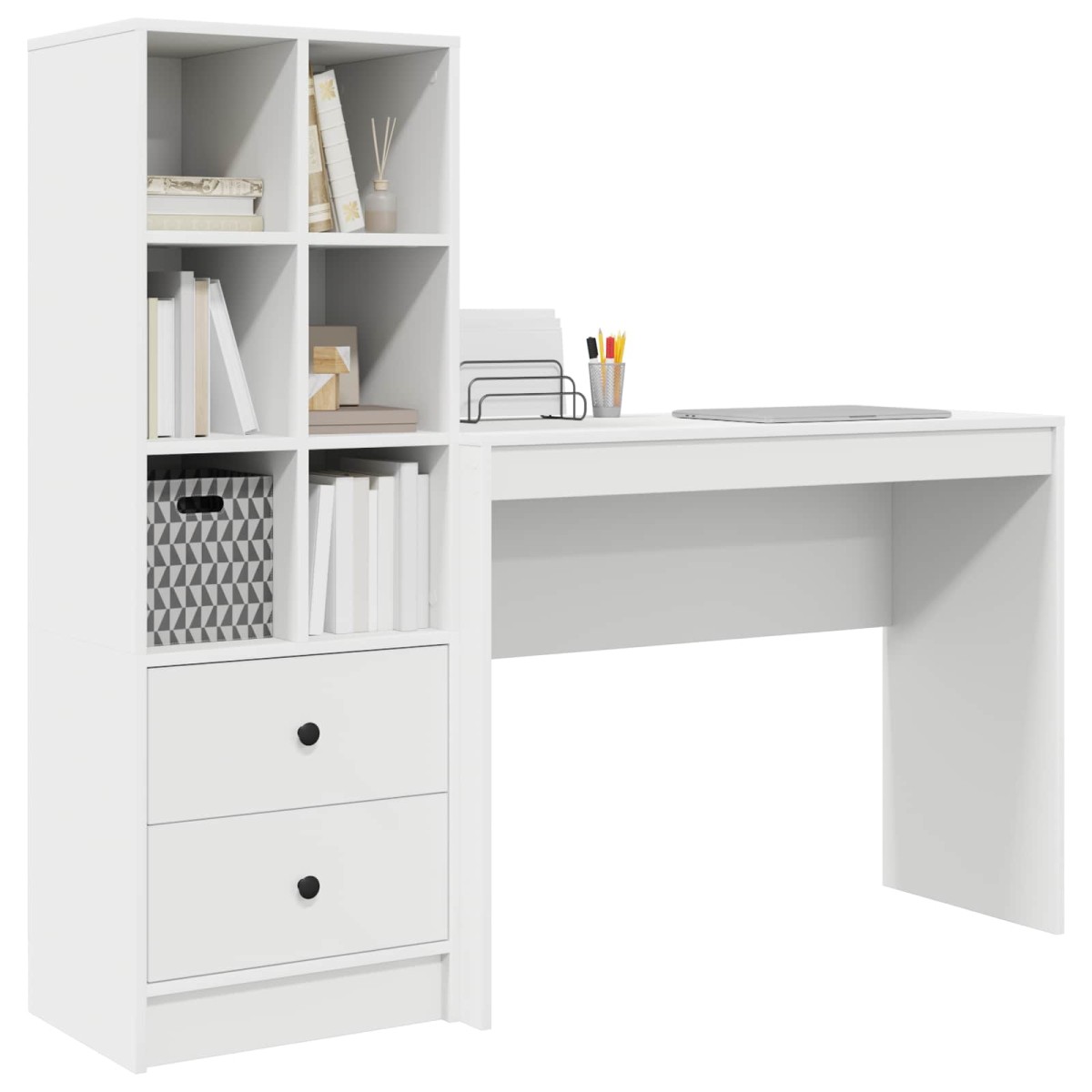 vidaXL Γραφείο Λευκό 145,5 x 40 x 127 εκ 2 τμχ.