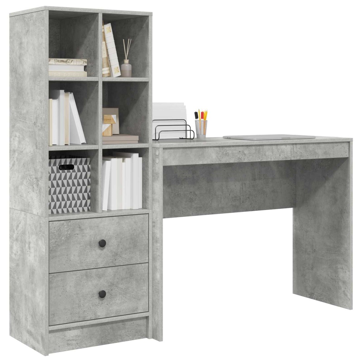 vidaXL Γραφείο Σκυρόδεμα Γκρι 145,5 x 40 x 127 εκ 2 τμχ.