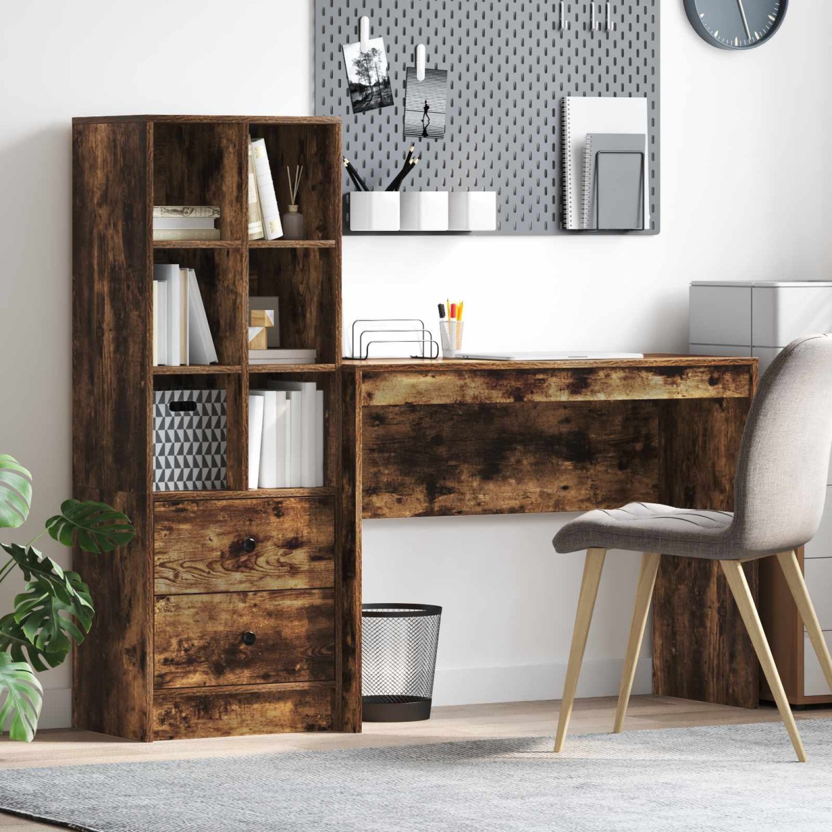 vidaXL Γραφείο Καπνιστό Δρύς 145,5 x 40 x 127 εκ 2 τμχ.