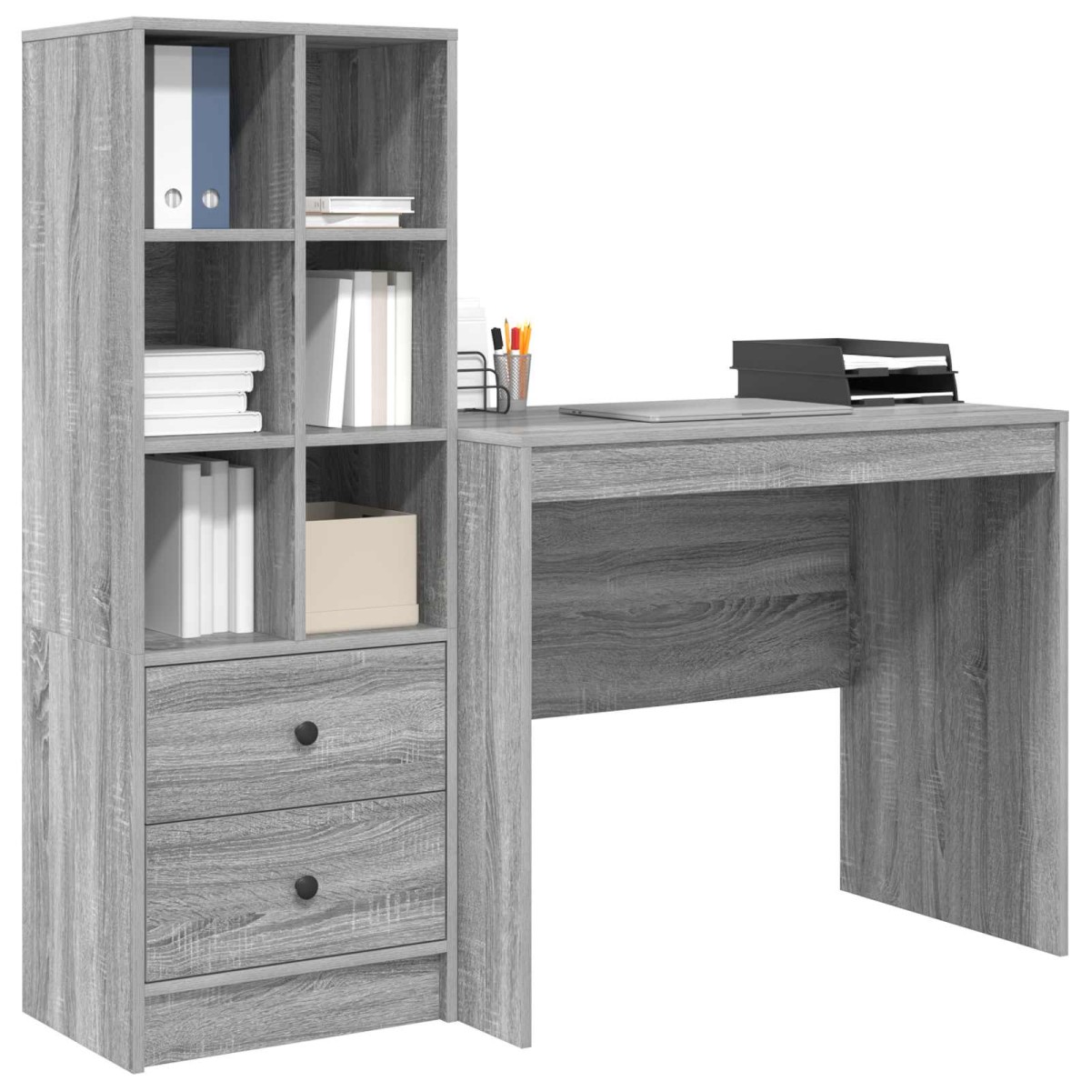 vidaXL Γραφείο Γκρίζο Σονομα 135,5 x 50 x 127 εκ 2 τμχ.