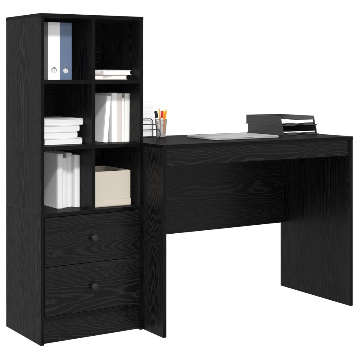 vidaXL Γραφείο Μαύρη Οξυά 145.5 x 50 x 127 εκ 2 τμχ.