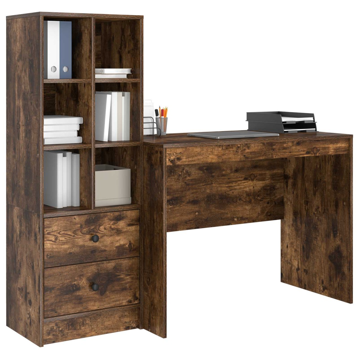 vidaXL Γραφείο Καπνιστό Δρύς 145.5 x 50 x 127 εκ 2 τμχ.