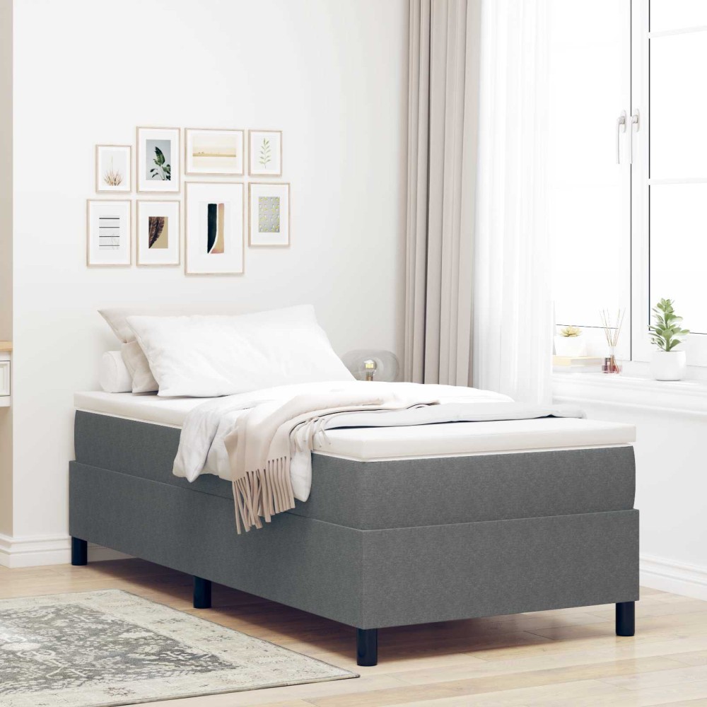 vidaXL Κρεβάτι πλατφόρμα Ανοιχτό γκρι 90 x 190 cm Υφασμάτινο Κορντουρά