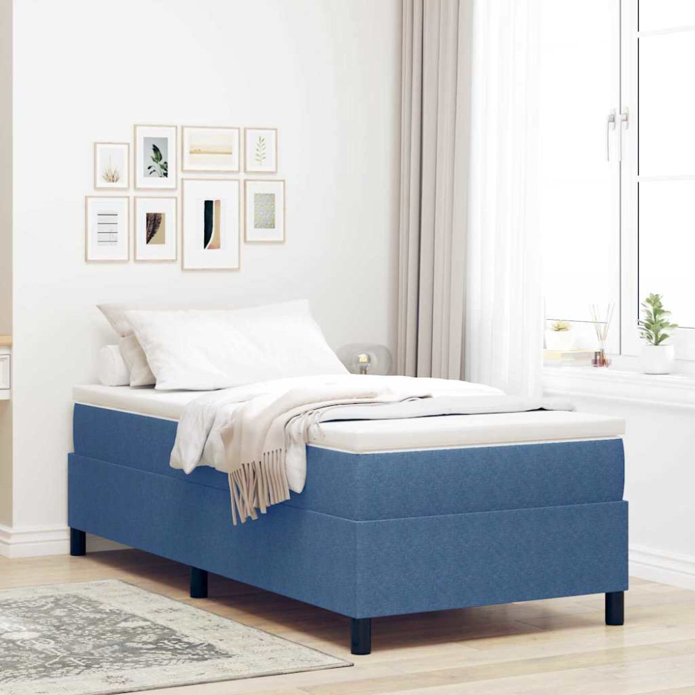 vidaXL Κρεβάτι με ελατήρια Μπλε και άσπρο 90 x 190 cm