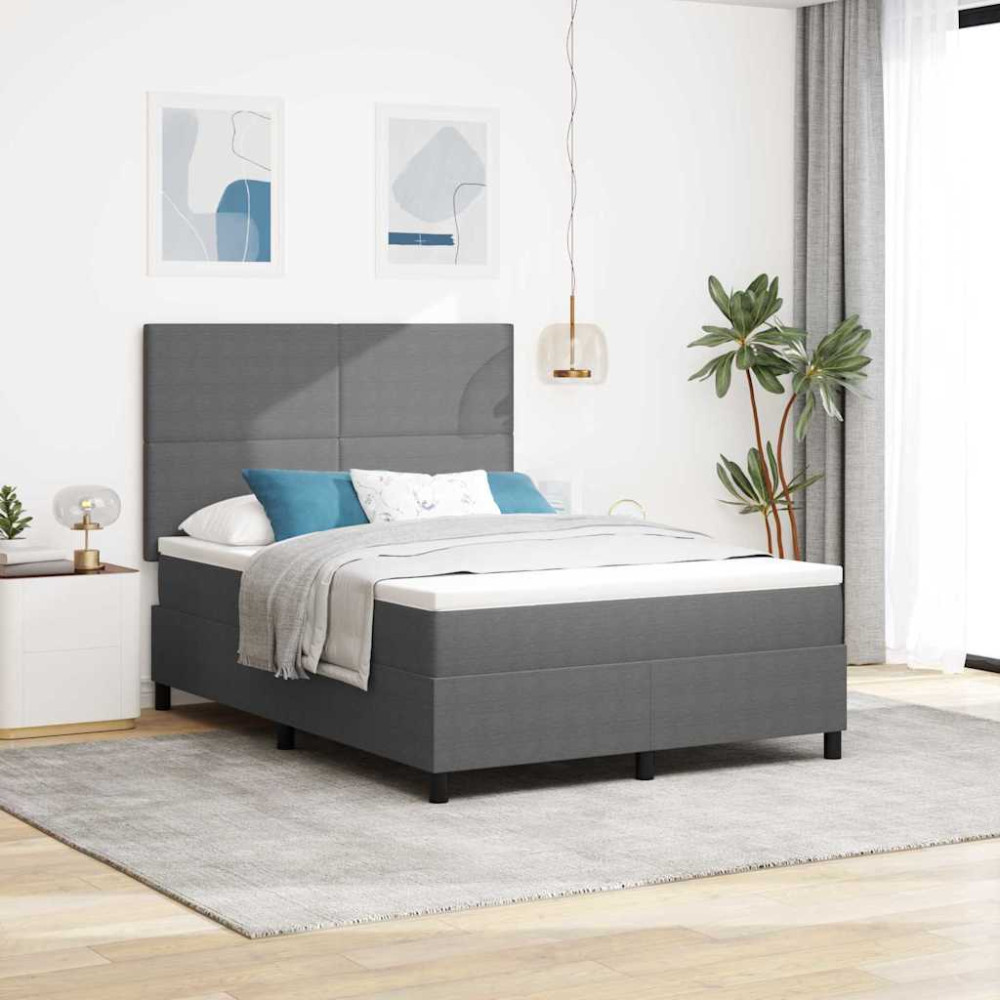 vidaXL LED Κρεβάτι με βάθρο Ανοιχτό Γκρι και Λευκό 140 x 200 cm