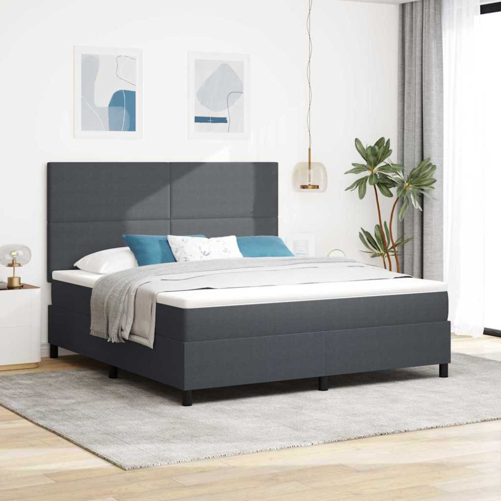 vidaXL LED Κρεβάτι με βάθρο Σκούρο Γκρι και Λευκό 180 x 200 cm