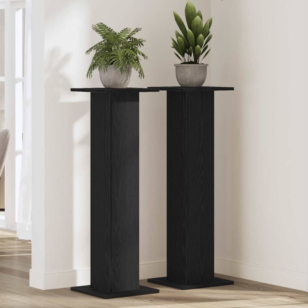 vidaXL Βάση φυτών 2 τμχ. Μαύρη Οξυά 30 x 30 x 95 cm Επεξεργασμένο ξύλο