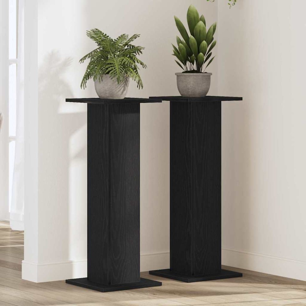 vidaXL Βάση φυτών 2 τμχ. Μαύρη Οξυά 30 x 30 x 80 cm Επεξεργασμένο ξύλο
