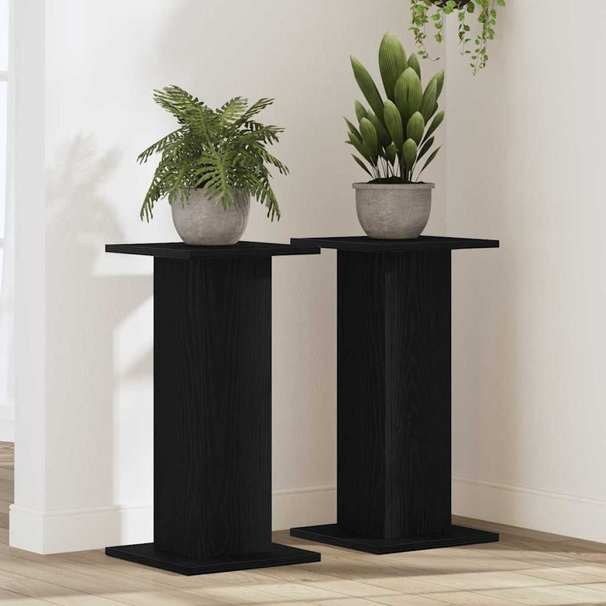vidaXL Βάση φυτών 2 τμχ. Μαύρη Οξυά 30 x 30 x 60 cm Επεξεργασμένο ξύλο