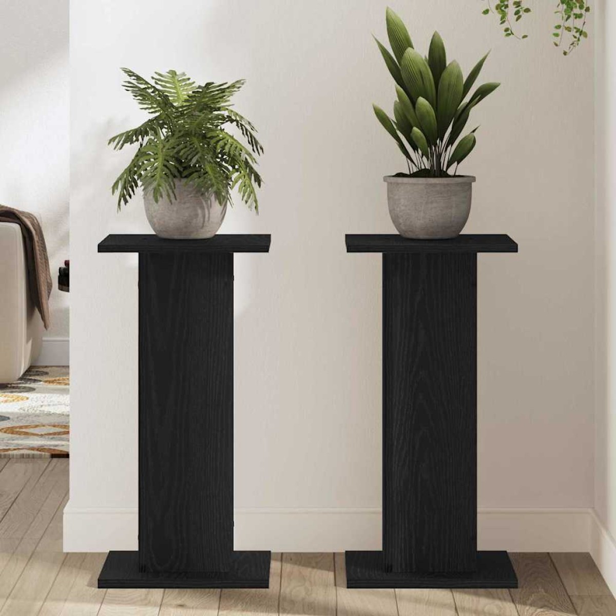 vidaXL Βάση φυτών 2 τμχ. Μαύρη Οξυά 30 x 30 x 60 cm Επεξεργασμένο ξύλο