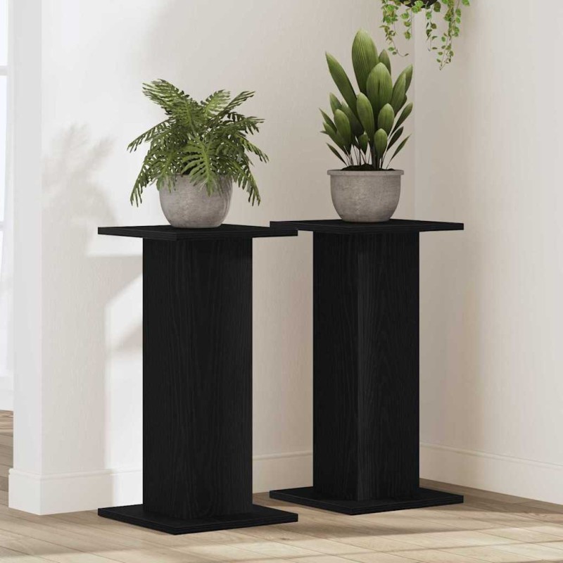 vidaXL Βάση φυτών 2 τμχ. Μαύρη Οξυά 30 x 30 x 60 cm Επεξεργασμένο ξύλο