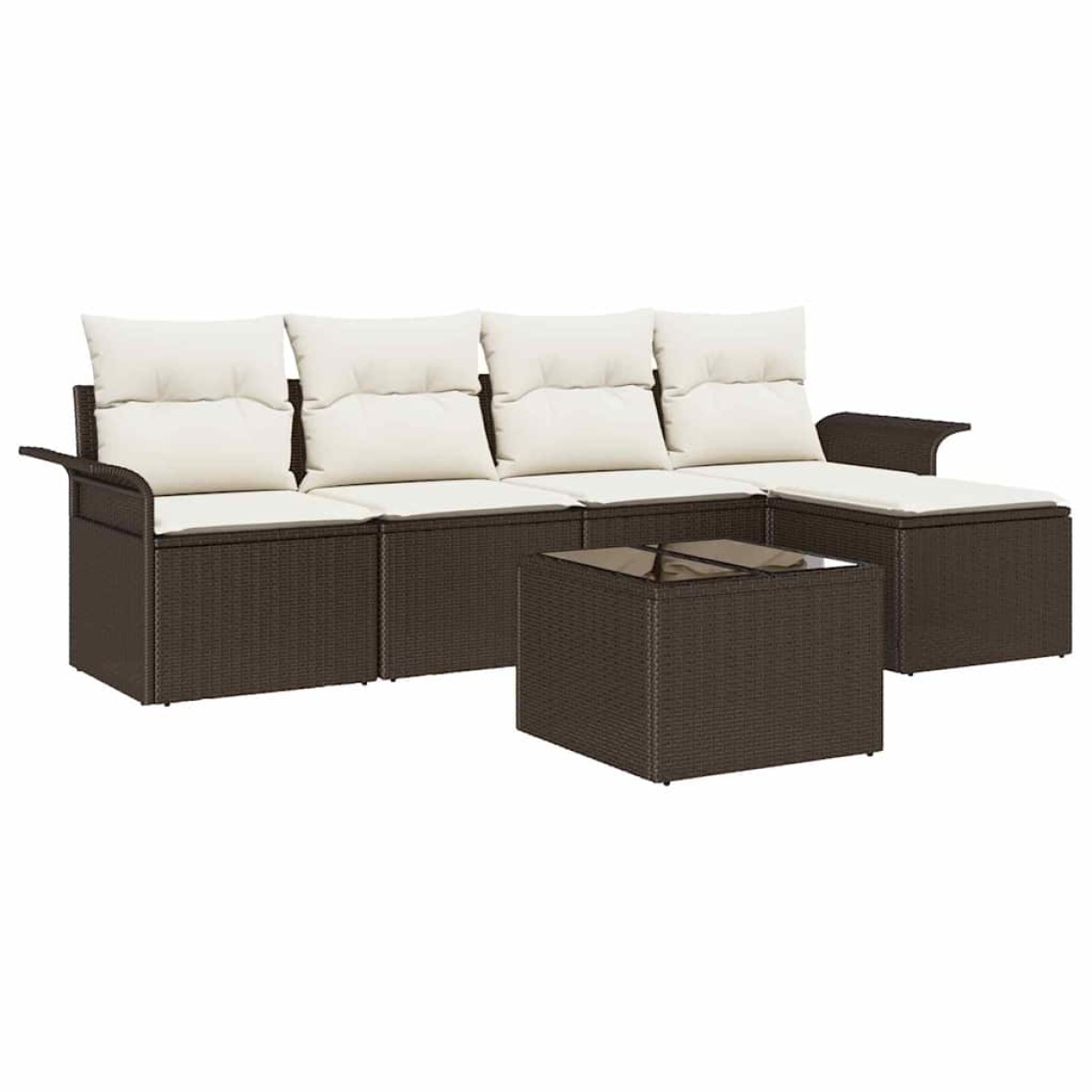 vidaXL Εξωτερικός καναπές 6 τμχ. Καφέ συνθετικό ρατάν
