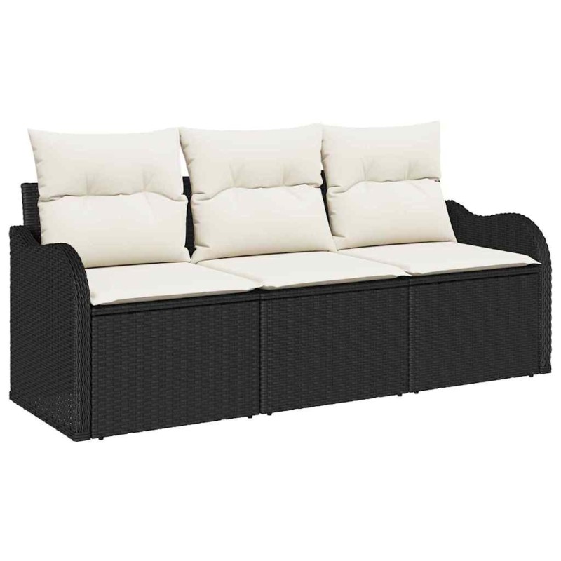 vidaXL Σετ Καναπέ Κήπου 3 τμχ. Μαύρο συνθετικό ρατάν