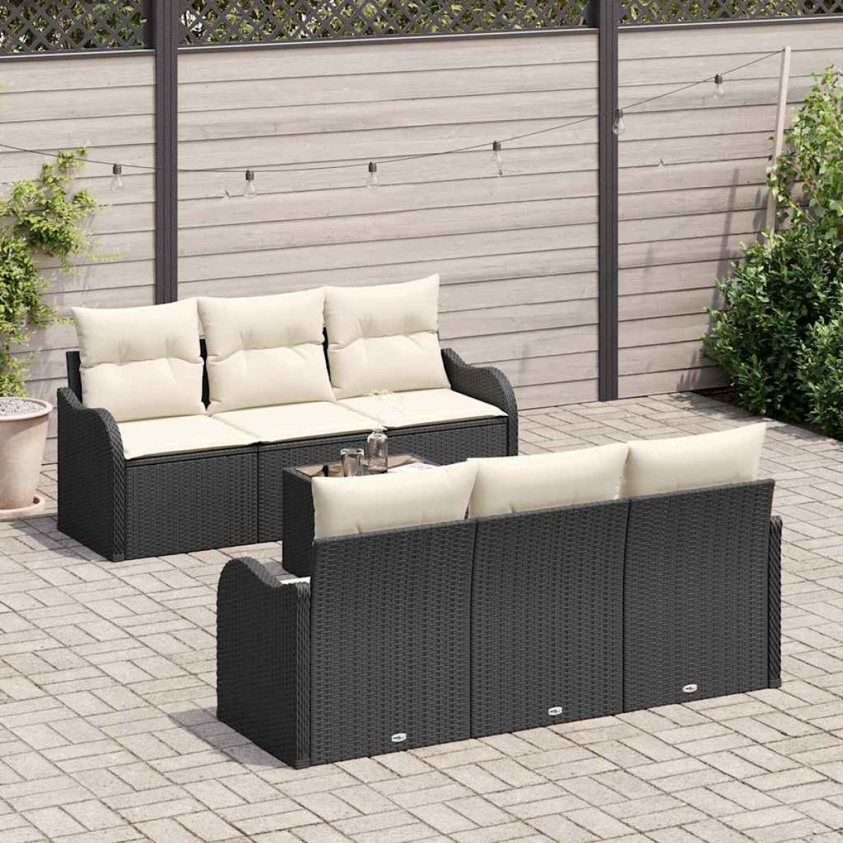 vidaXL Σετ Καναπέ Κήπου Μαύρο 55 x 55 x 37 εκ συνθετικό ρατάν