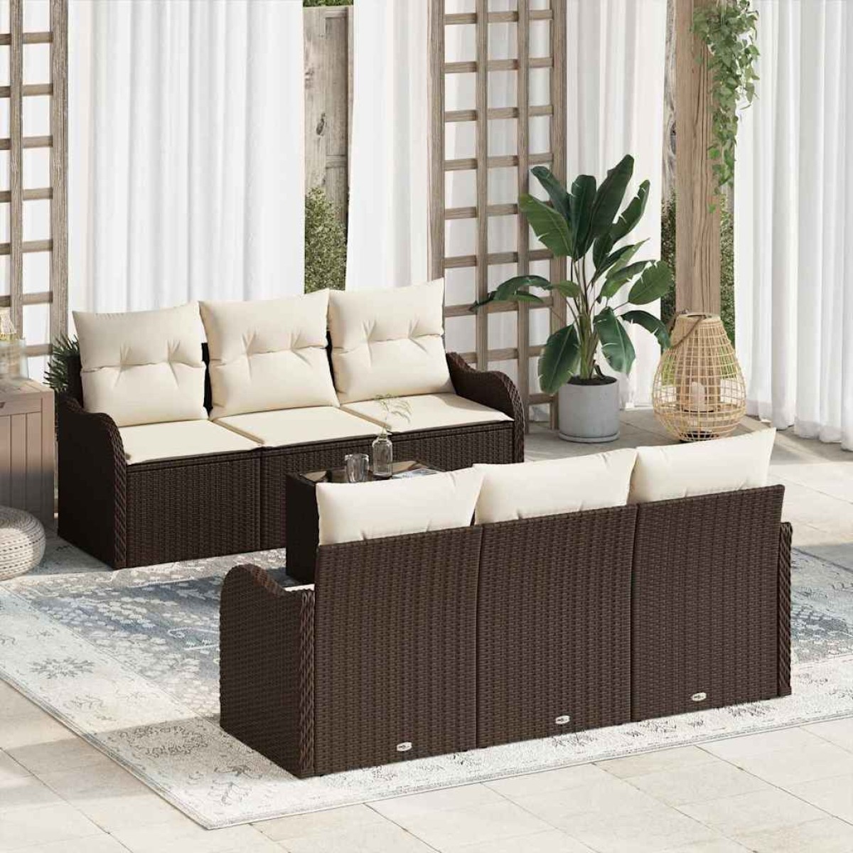 vidaXL Σετ Καναπέ Κήπου Καφέ 55 x 55 x 37 εκ συνθετικό ρατάν