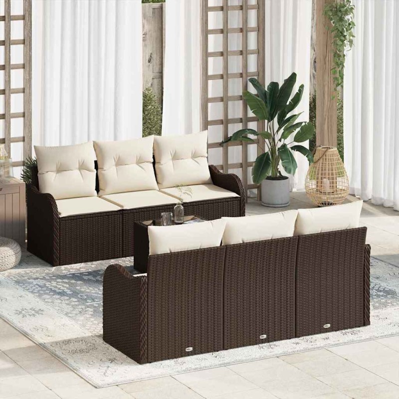 vidaXL Σετ Καναπέ Κήπου Καφέ 55 x 55 x 37 εκ συνθετικό ρατάν