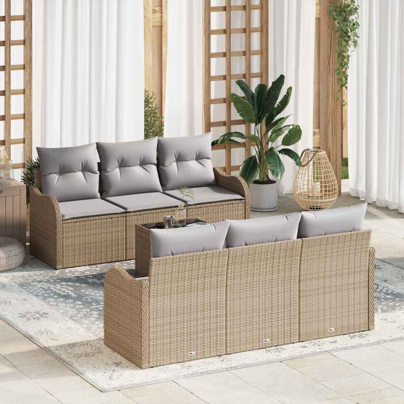 vidaXL Σετ Καναπέ Κήπου Μπεζ 55 x 55 x 37 εκ συνθετικό ρατάν