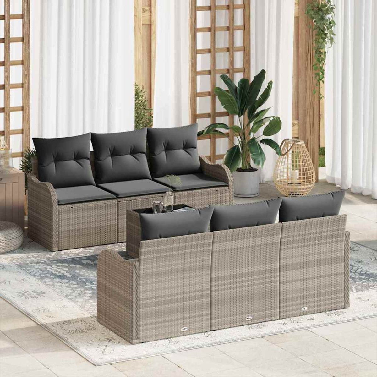 vidaXL Σετ Καναπέ Κήπου Ανοιχτό γκρι 55 x 55 x 37 εκ συνθετικό ρατάν