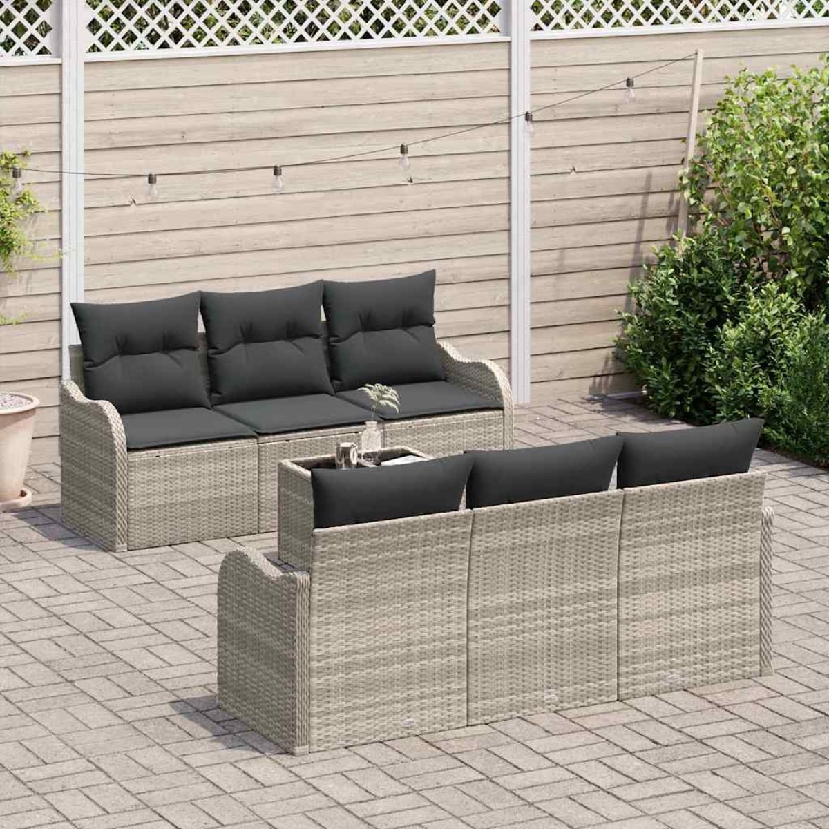 vidaXL Σετ Καναπέ Κήπου Ανοιχτό γκρι 55 x 55 x 37 εκ συνθετικό ρατάν