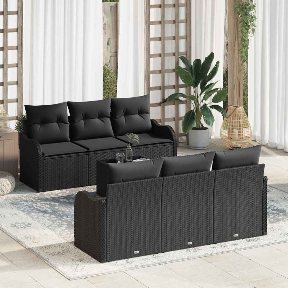 vidaXL Σετ Καναπέ Κήπου Μαύρο 55 x 55 x 37 εκ συνθετικό ρατάν