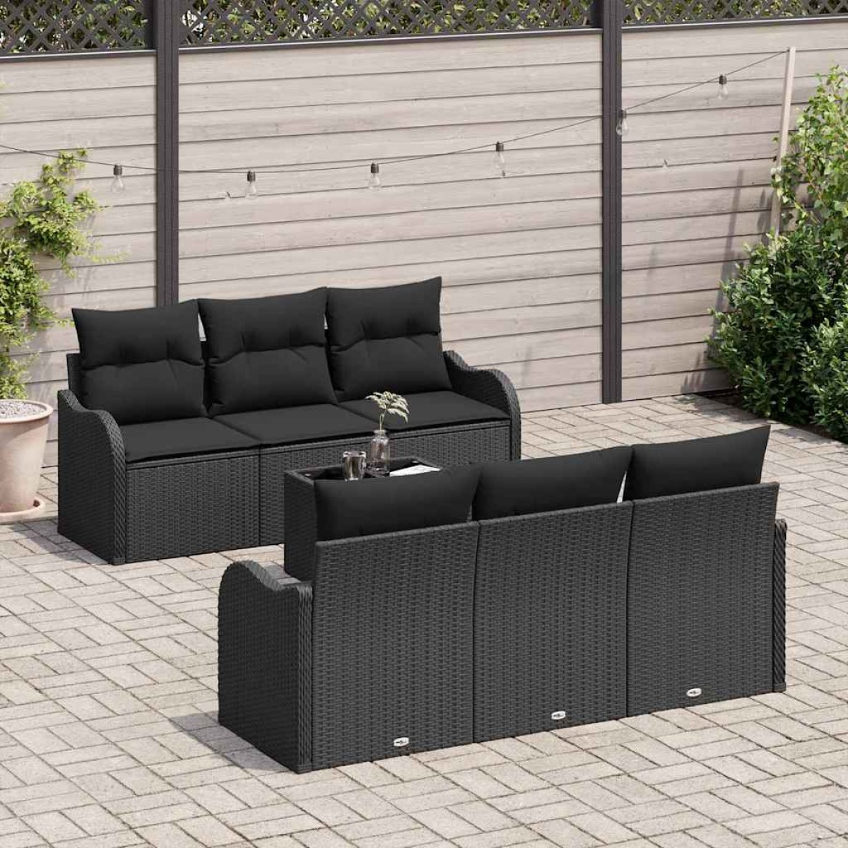 vidaXL Σετ Καναπέ Κήπου Μαύρο 55 x 55 x 37 εκ συνθετικό ρατάν