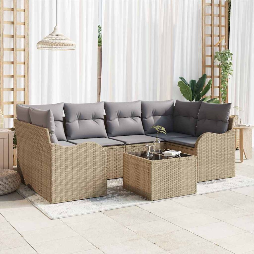 vidaXL Σετ Καναπέ Κήπου Μπεζ 55 x 55 x 37 εκ συνθετικό ρατάν