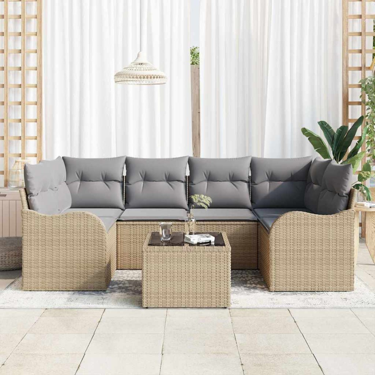 vidaXL Σετ Καναπέ Κήπου Μπεζ 55 x 55 x 37 εκ συνθετικό ρατάν