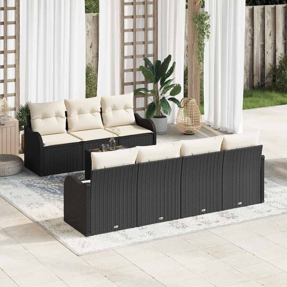 vidaXL Σετ Καναπέ Κήπου Μαύρο 55 x 55 x 37 εκ συνθετικό ρατάν