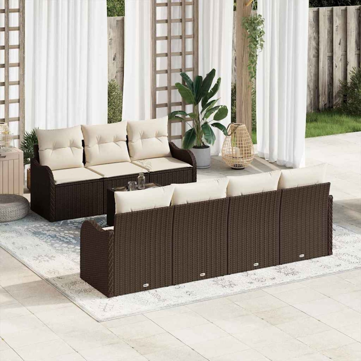 vidaXL Σετ Καναπέ Κήπου Καφέ 55 x 55 x 37 εκ συνθετικό ρατάν