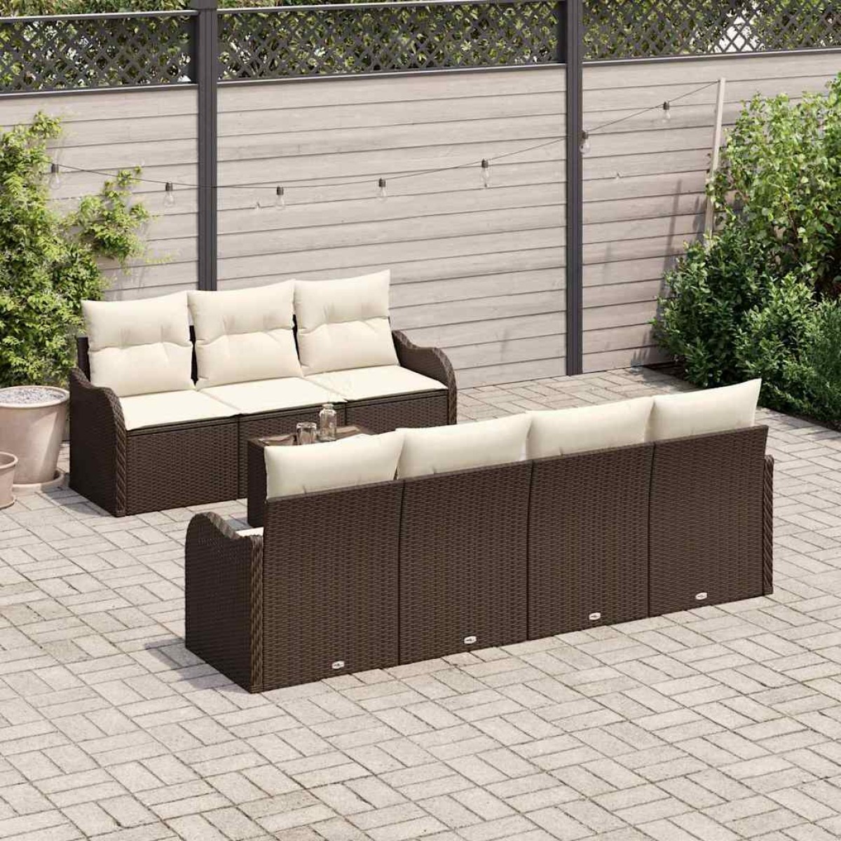vidaXL Σετ Καναπέ Κήπου Καφέ 55 x 55 x 37 εκ συνθετικό ρατάν