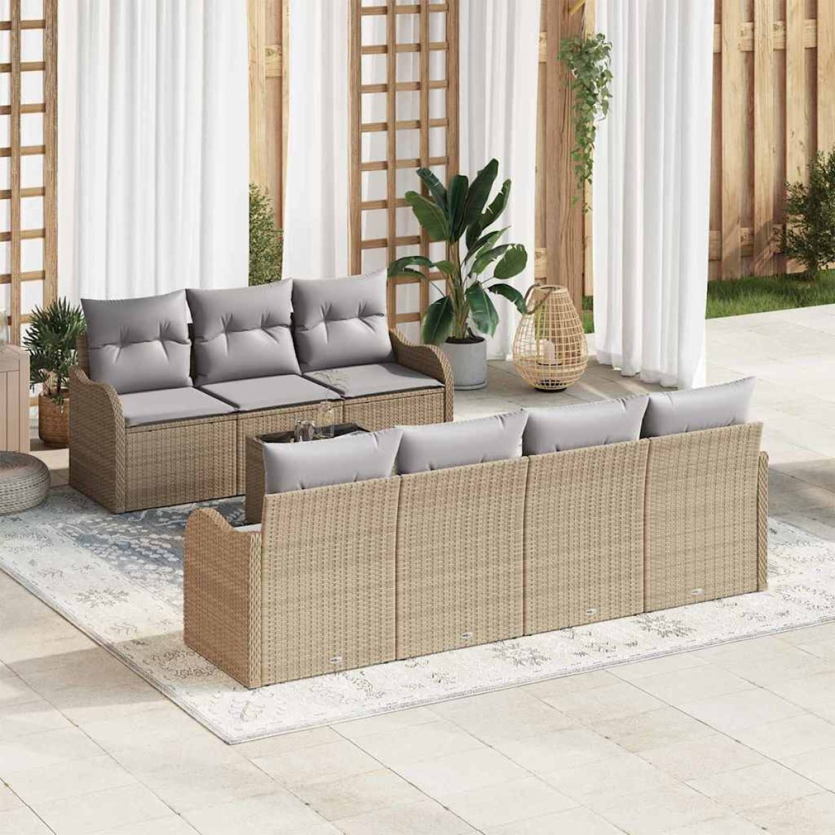 vidaXL Σετ Καναπέ Κήπου Μπεζ 55 x 55 x 37 εκ συνθετικό ρατάν