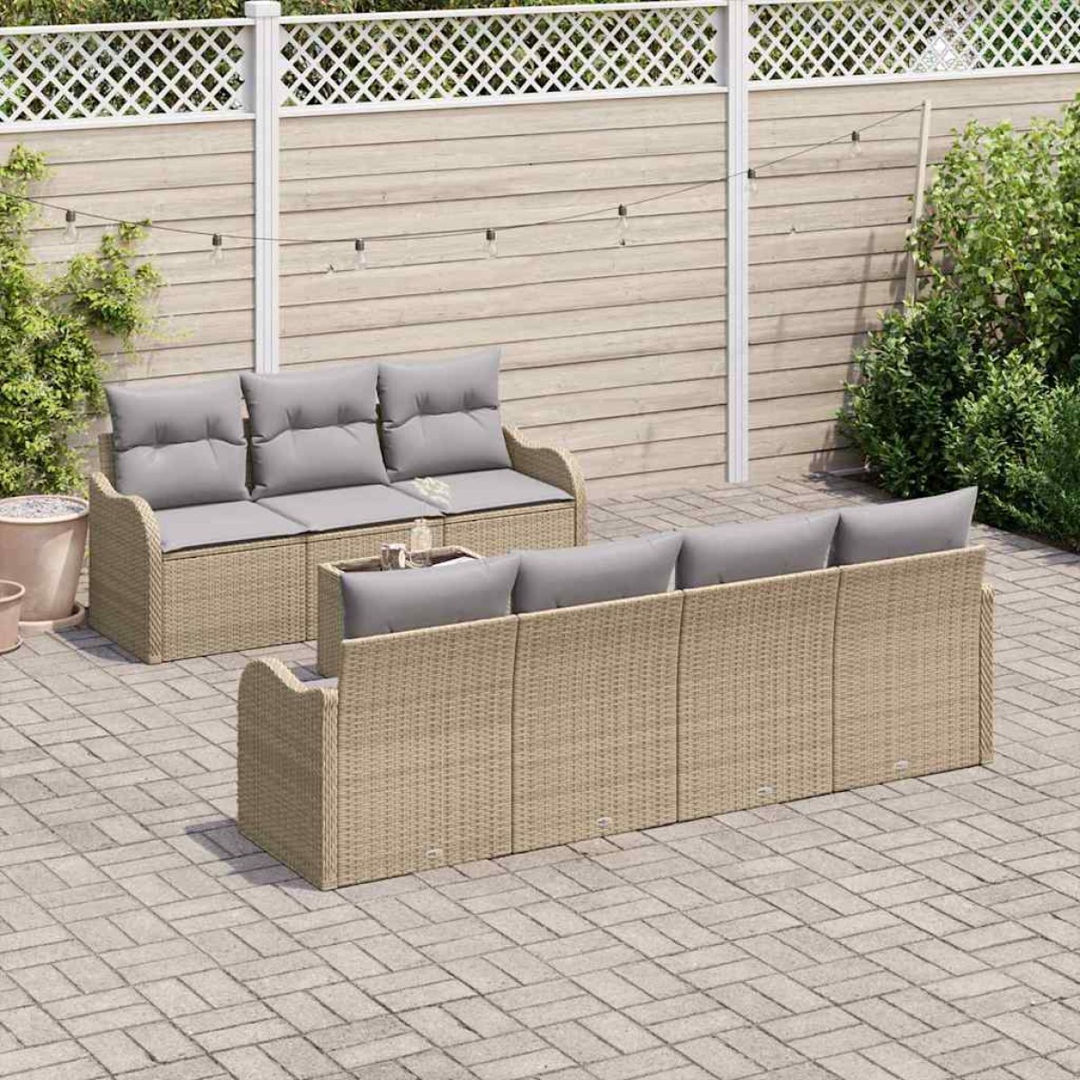vidaXL Σετ Καναπέ Κήπου Μπεζ 55 x 55 x 37 εκ συνθετικό ρατάν
