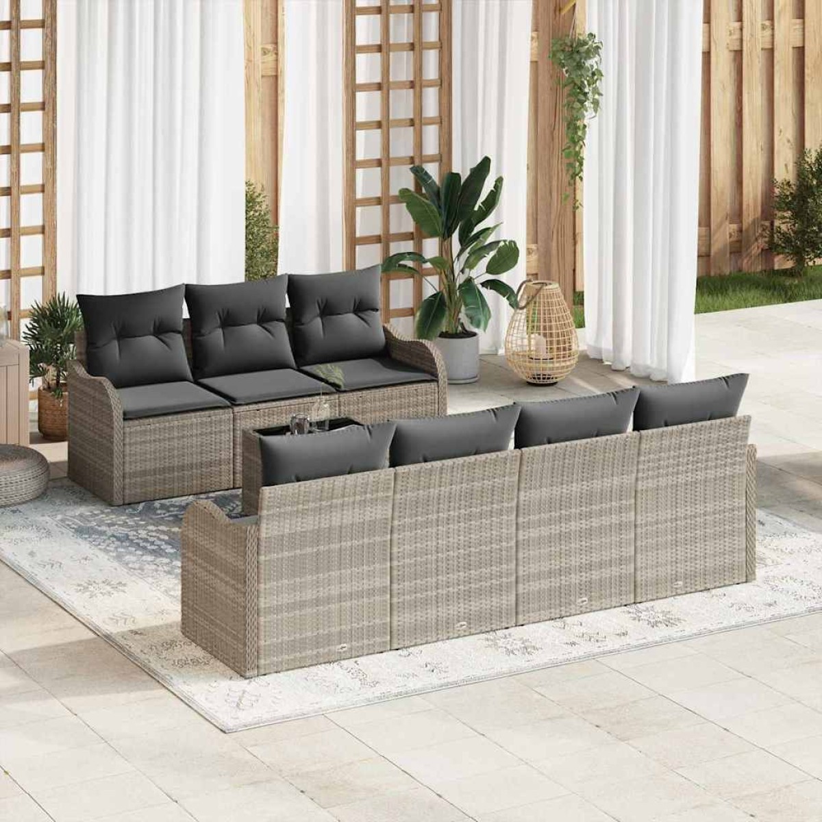 vidaXL Σετ Καναπέ Κήπου Ανοιχτό γκρι 55 x 55 x 37 εκ συνθετικό ρατάν