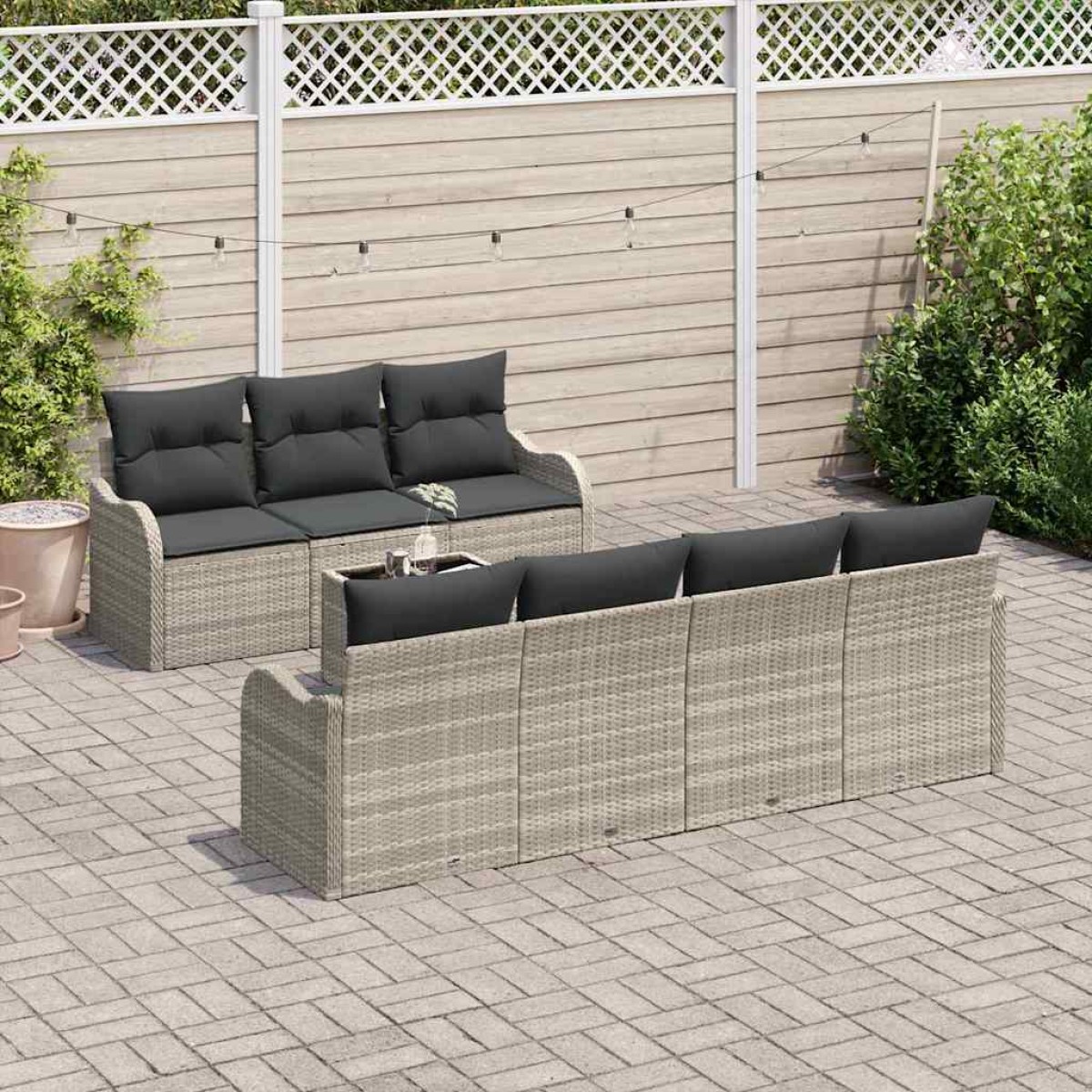 vidaXL Σετ Καναπέ Κήπου Ανοιχτό γκρι 55 x 55 x 37 εκ συνθετικό ρατάν