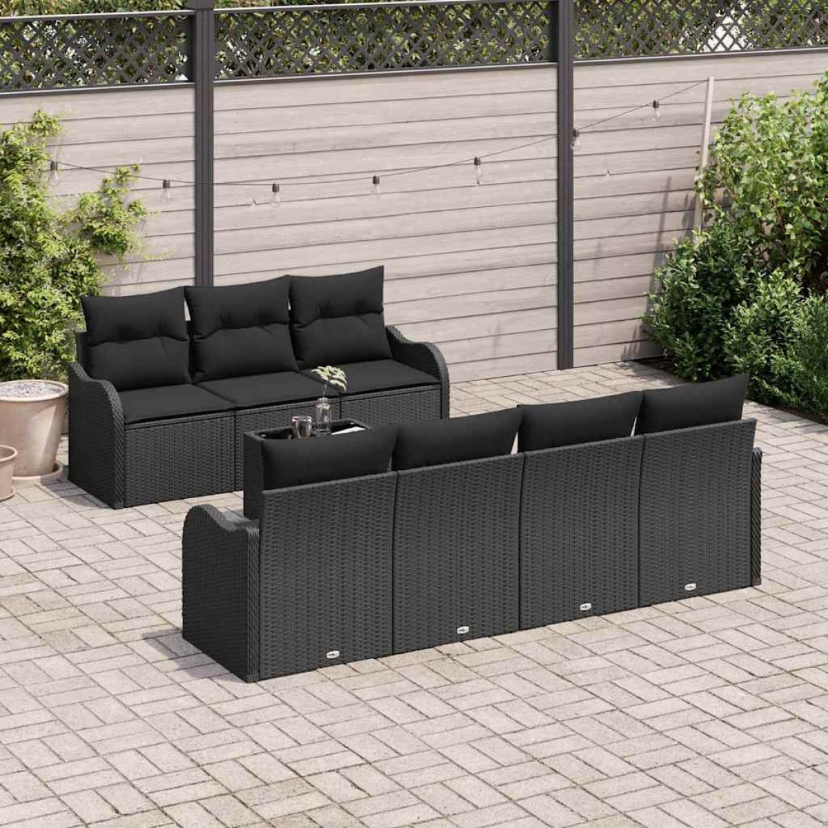 vidaXL Σετ Καναπέ Κήπου Μαύρο 55 x 55 x 37 εκ συνθετικό ρατάν