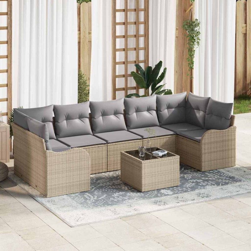 vidaXL Σετ Καναπέ Κήπου Μπεζ 55 x 55 x 37 εκ συνθετικό ρατάν