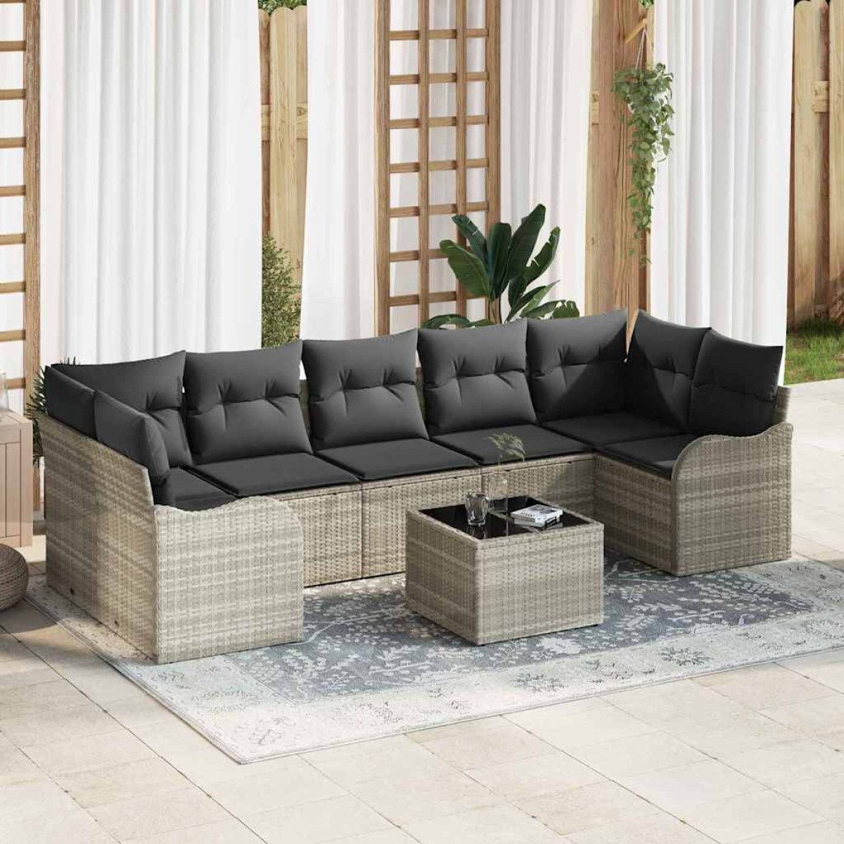 vidaXL Σετ Καναπέ Κήπου Ανοιχτό γκρι 55 x 55 x 37 εκ συνθετικό ρατάν