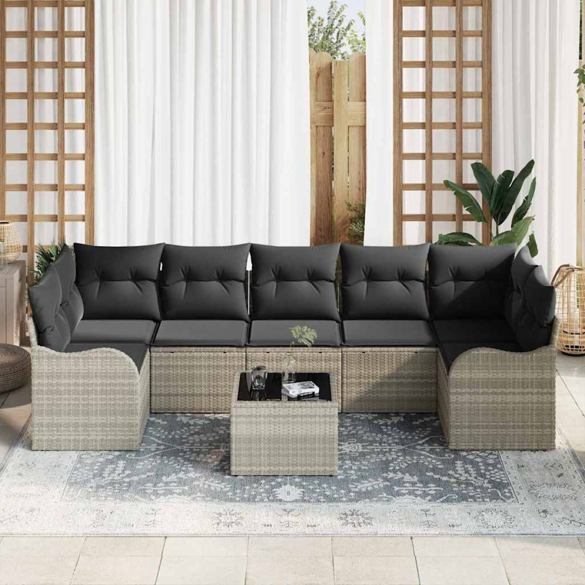 vidaXL Σετ Καναπέ Κήπου Ανοιχτό γκρι 55 x 55 x 37 εκ συνθετικό ρατάν