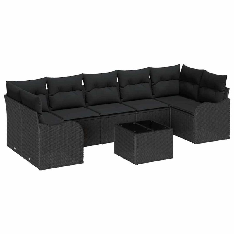 vidaXL Σετ Καναπέ Κήπου Μαύρο 55 x 55 x 37 εκ συνθετικό ρατάν