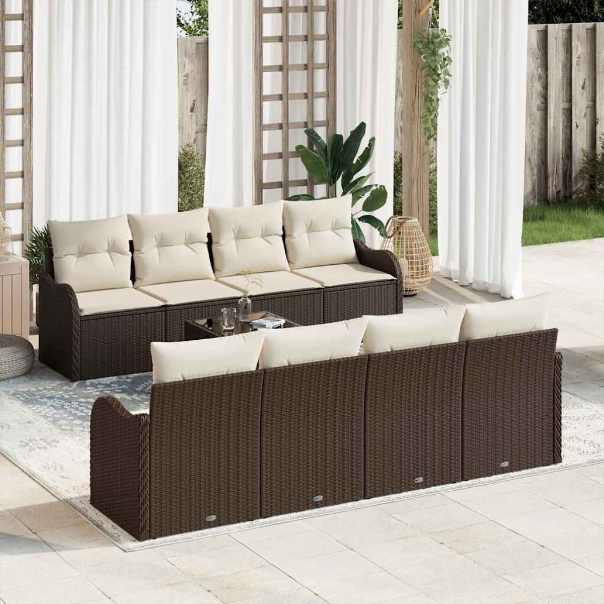vidaXL Σετ Καναπέ Κήπου Καφέ 55 x 55 x 37 εκ συνθετικό ρατάν