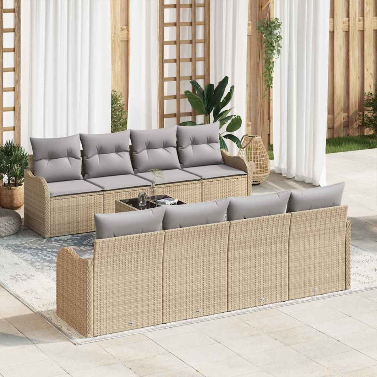 vidaXL Σετ Καναπέ Κήπου Μπεζ 55 x 55 x 37 εκ συνθετικό ρατάν