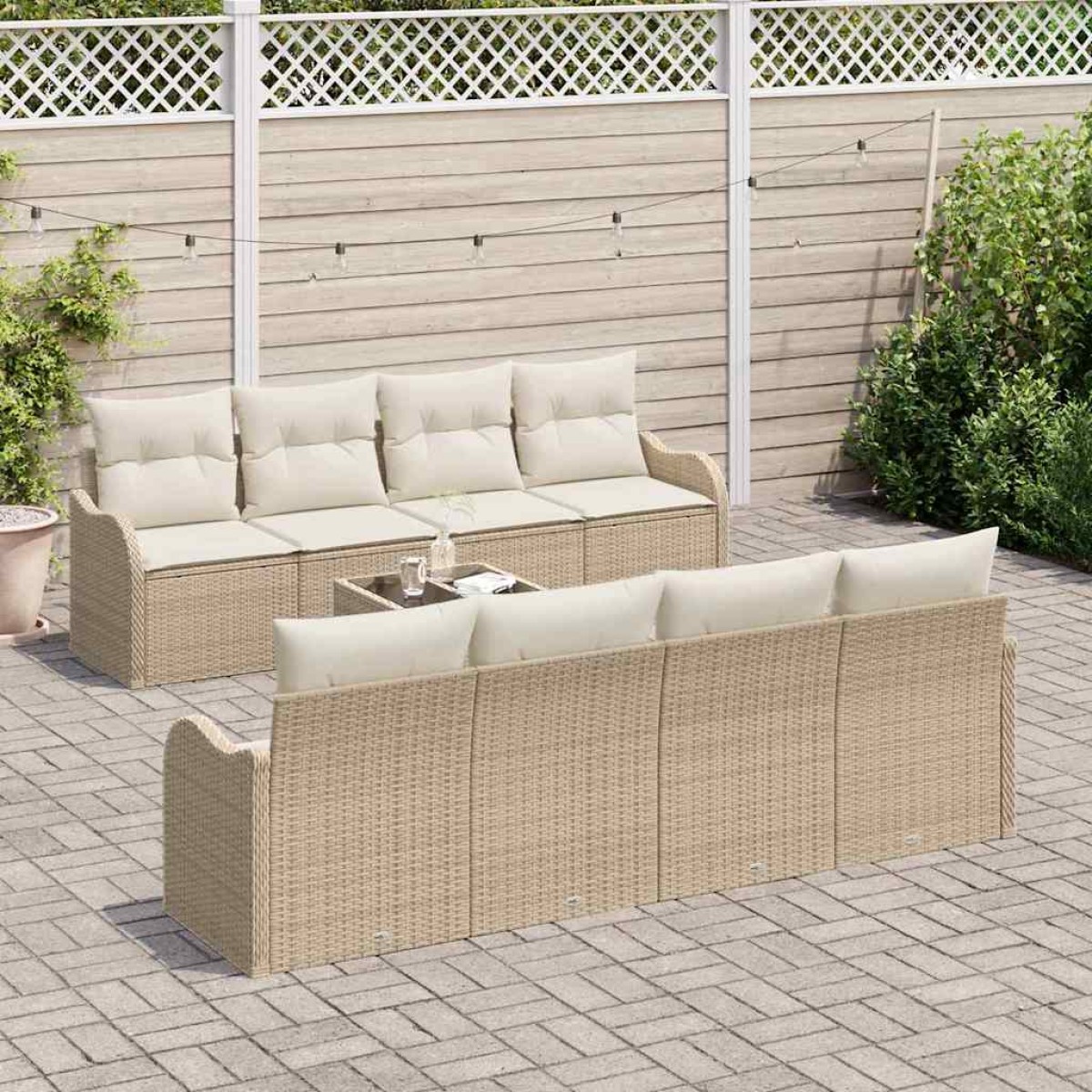 vidaXL Σετ Καναπέ Κήπου Μπεζ 55 x 55 x 37 εκ συνθετικό ρατάν