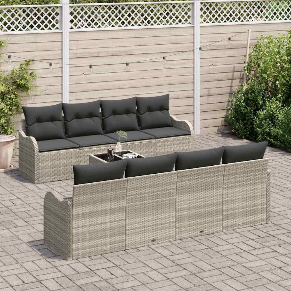 vidaXL Σετ Καναπέ Κήπου Ανοιχτό γκρι 55 x 55 x 37 εκ συνθετικό ρατάν