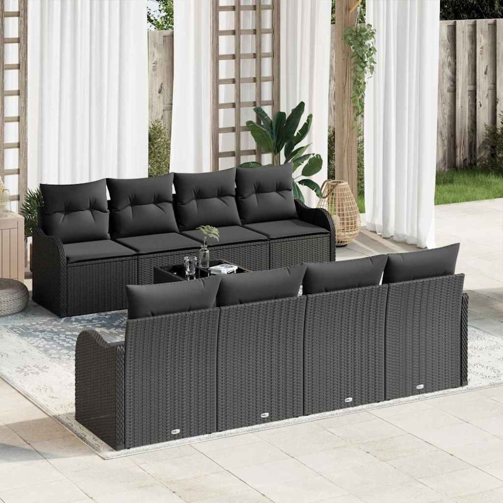 vidaXL Σετ Καναπέ Κήπου Μαύρο 55 x 55 x 37 εκ συνθετικό ρατάν