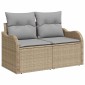 vidaXL Σετ Καναπέ Κήπου με μαξιλάρι 7 pcs Μπεζ Πολυ ράταν