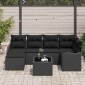 vidaXL Σετ Καναπέ Κήπου με μαξιλάρι 7 pcs Μαύρο Πολυ ράταν