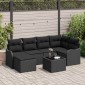 vidaXL Σετ Καναπέ Κήπου με μαξιλάρι 7 pcs Μαύρο Πολυ ράταν