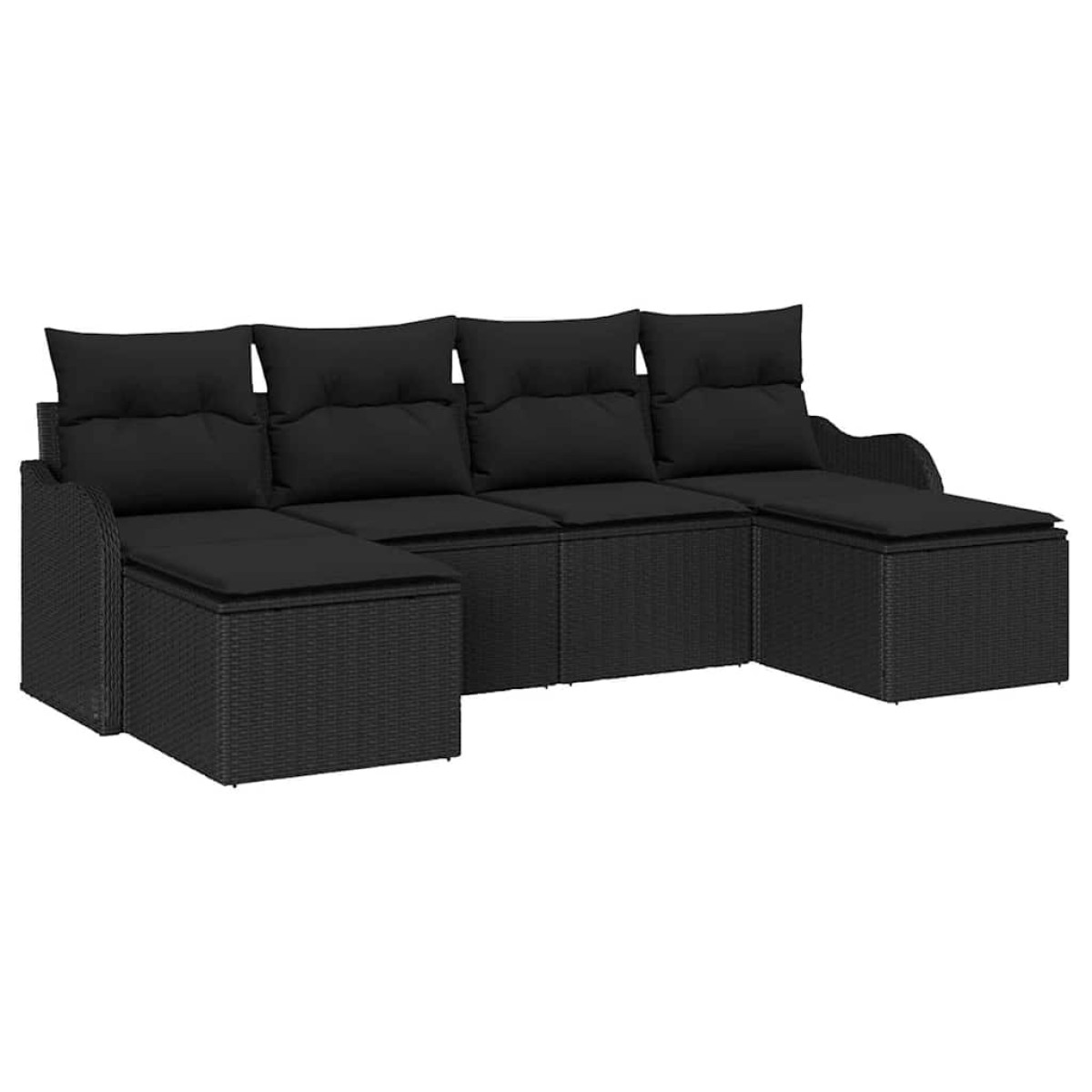 vidaXL Σετ Καναπέ Κήπου με μαξιλάρι 6 pcs Μαύρο Πολυ ράταν